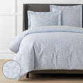 Jacquard Leaf Yarn-Dyed Premium Smooth Supima® Cotton Wrinkle-Free Sateen Duvet Cover - Blue Shadow, Twin/Twin XL