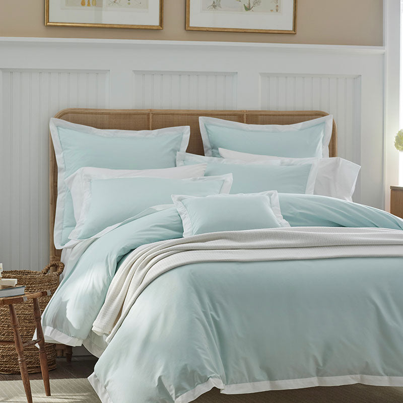 Solid Border Classic Cool Cotton Percale Duvet Cover - Pale Blue, Twin/Twin XL