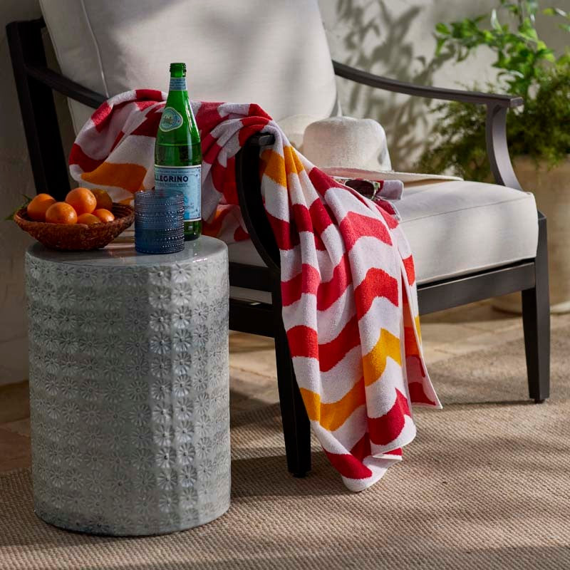 Ceramic Flower Side Table -  Light Blue