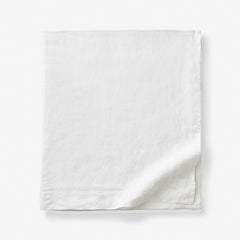 Premium Breathable Washed Linen Solid Flat Bed Sheet - White, Twin/Twin XL
