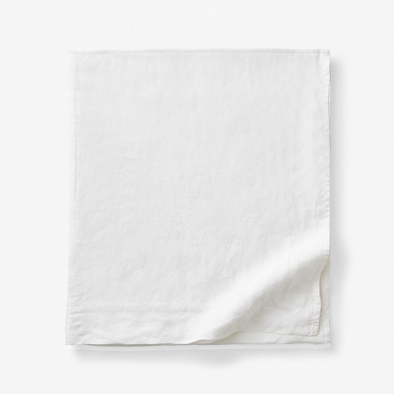 Premium Breathable Washed Linen Solid Flat Bed Sheet - White, King/Cal King