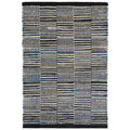 Denim Rag Handwoven Gridwork Cotton Rug - Blue, 2' x 8'