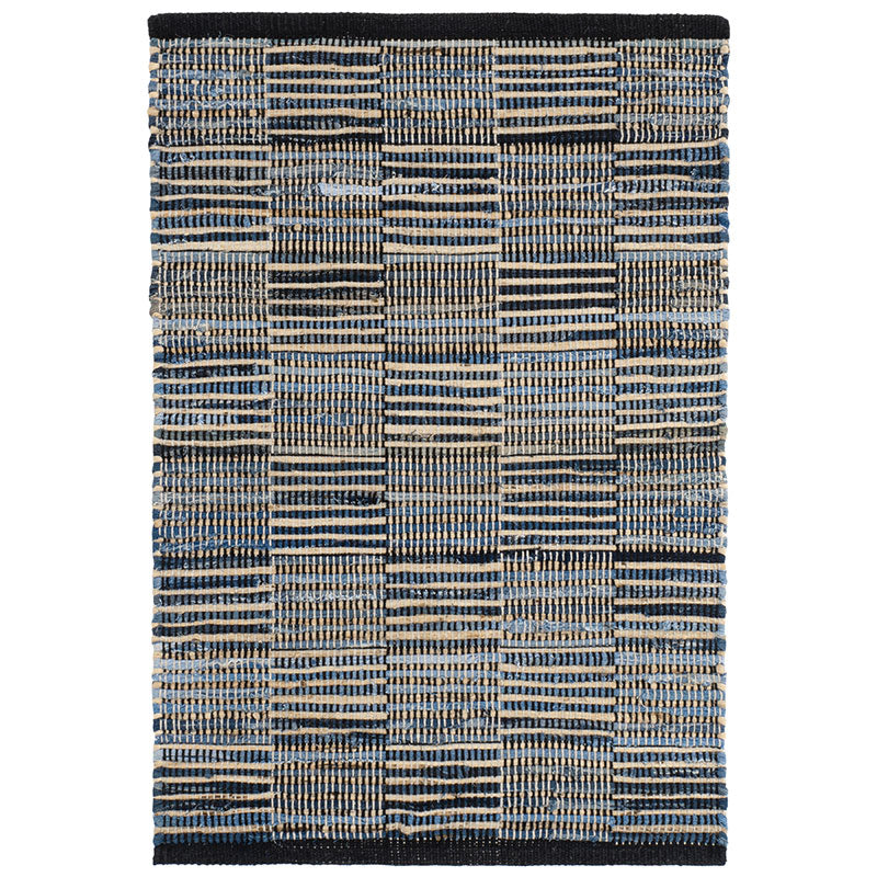 Denim Rag Handwoven Gridwork Cotton Rug - Blue, 8' x 10'