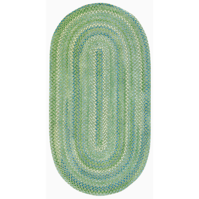 Sailor Stripe Reversible Braided Cotton Rug - Green, 7' x 9' Oval