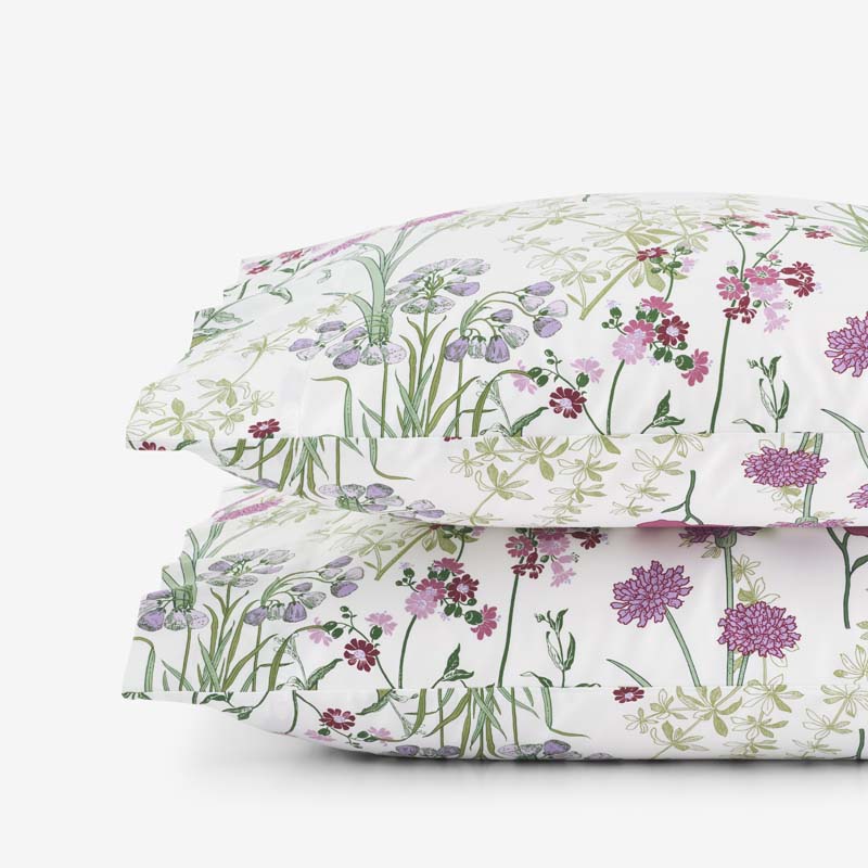 Bloom Meadow Classic Smooth Sateen Pillowcase Set - White Multi, Standard