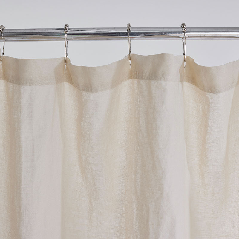 Premium Breathable Washed Linen Solid Shower Curtain - Parchment