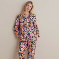Printed Poplin Women's Button-Down Pajama Set - Wild Floral, XS