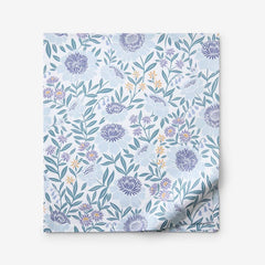 Tira Floral Classic Cool Cotton Percale Flat Bed Sheet - Floral Blue, King/Cal. King