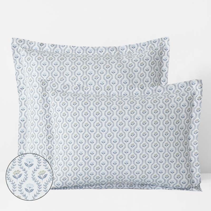 Tira Floral Classic Cool Cotton Percale Sham - Flower Green, Euro