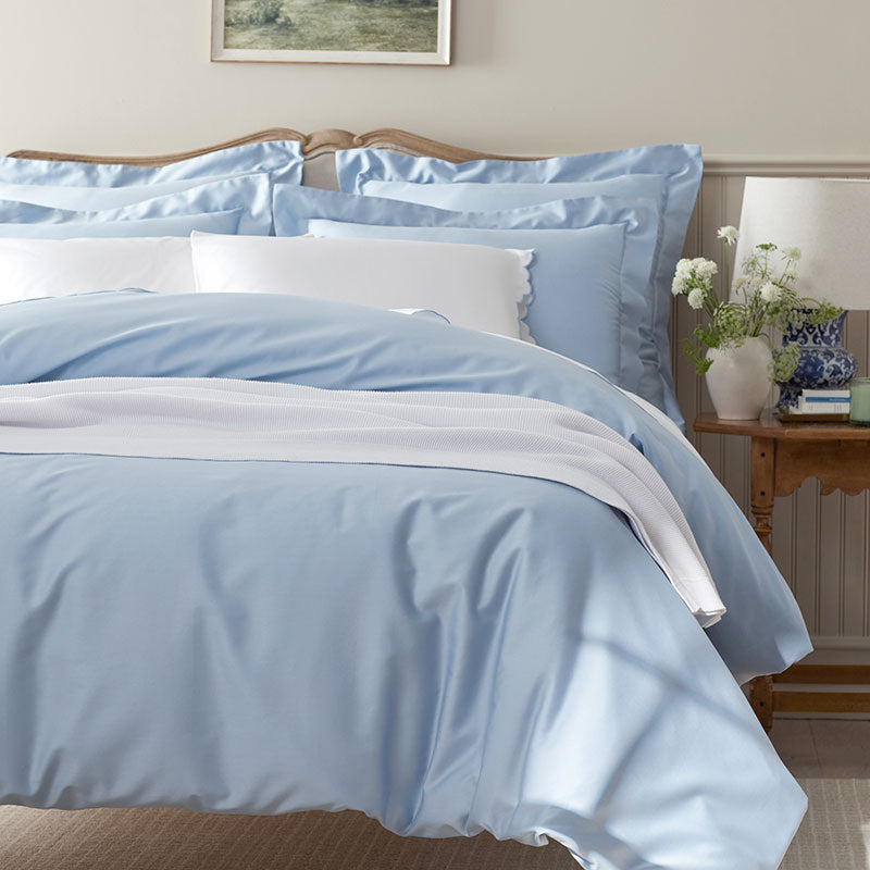 Classic Smooth Sateen Solid Flat Bed Sheet - Light Blue, Queen