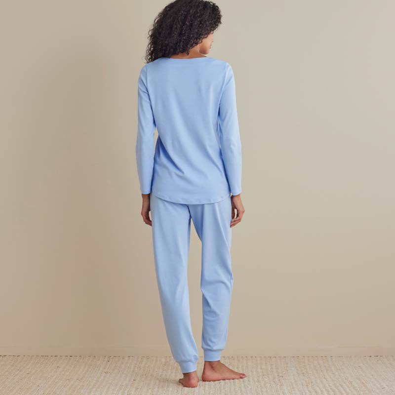 Pima Cotton Women's Jogger Pants Pajama Set - Periwinkle, XXL