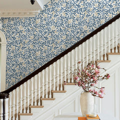 Willowberry Traditional Wallpaper - Blue White, Roll