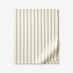 Tailored Stripes and Plaids Classic Cool Cotton Percale Flat Bed Sheet - Narrow Stripe Moss Green, Twin/Twin XL
