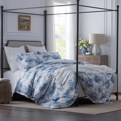 Floral Grove Premium Smooth Wrinkle-Free Sateen Comforter - Dusty Blue, King/Cal. King