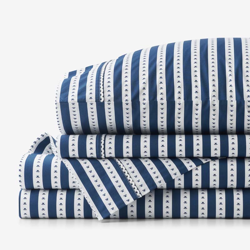 Mini-Prints Garment Washed Cotton Percale Bed Sheet Set - Milos, Full