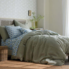 Premium Breathable Washed Linen Solid Sham - Moss Green, Euro
