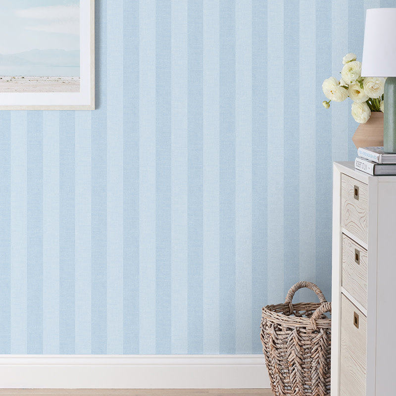 Ava Traditional Wallpaper - Stripe Blue, Roll