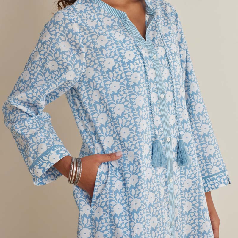 Printed Voile Women's Caftan - Floral Weave, XXL