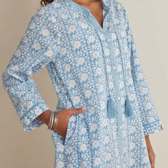 Printed Voile Women's Caftan - Floral Weave, XL