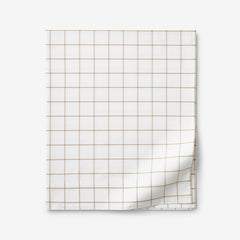 Tailored Stripes and Plaids Classic Cool Cotton Percale Flat Bed Sheet - Block Plaid Wheat, Twin/Twin XL