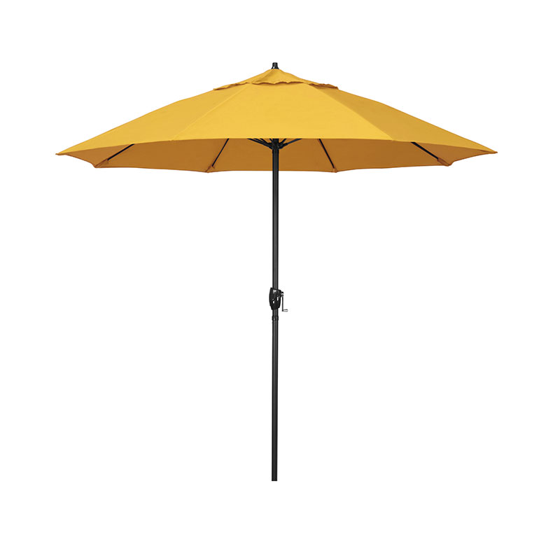 Round Outdoor Patio Umbrella, Aluminum with Auto Tilt Crank - Black Finish, Sunflower, 7.5'