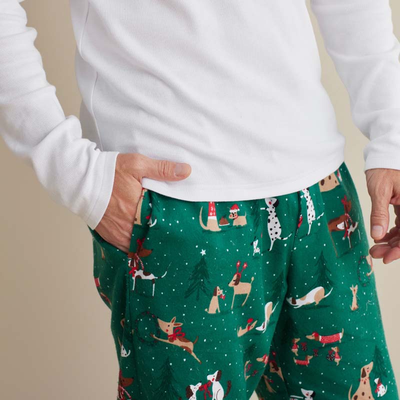 Family Flannel Men's Jogger Pants Pajama Set - Holiday Pups, XXXL