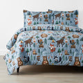 Animal Campers Classic Cool Organic Cotton Percale Comforter Set - Blue, Full/Queen
