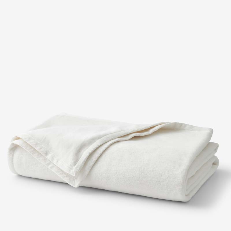 Cotton/Acrylic Fleece Blanket - White, Full/Queen