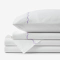 Embroidered Scallop Classic Cool Cotton Percale Bed Sheet Set - Lavender, Full