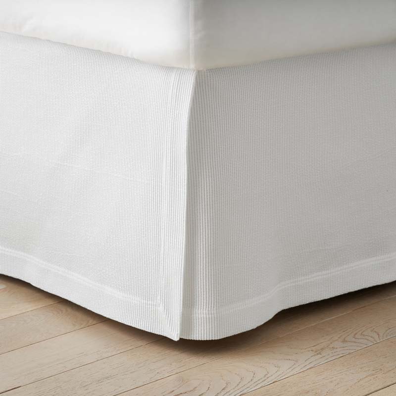 Matelassé 18 in. Bed Skirt - Textured Stripe White, Queen