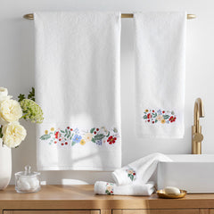 Strawberry Fields Embroidered Bath Towel - White