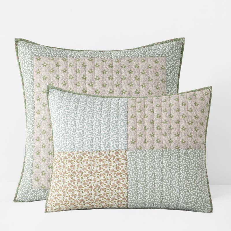 Megara Patchwork Quilted Sham - Green, King