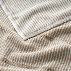 Narrow Stripe Reversible Cotton Bath Towel - Taupe