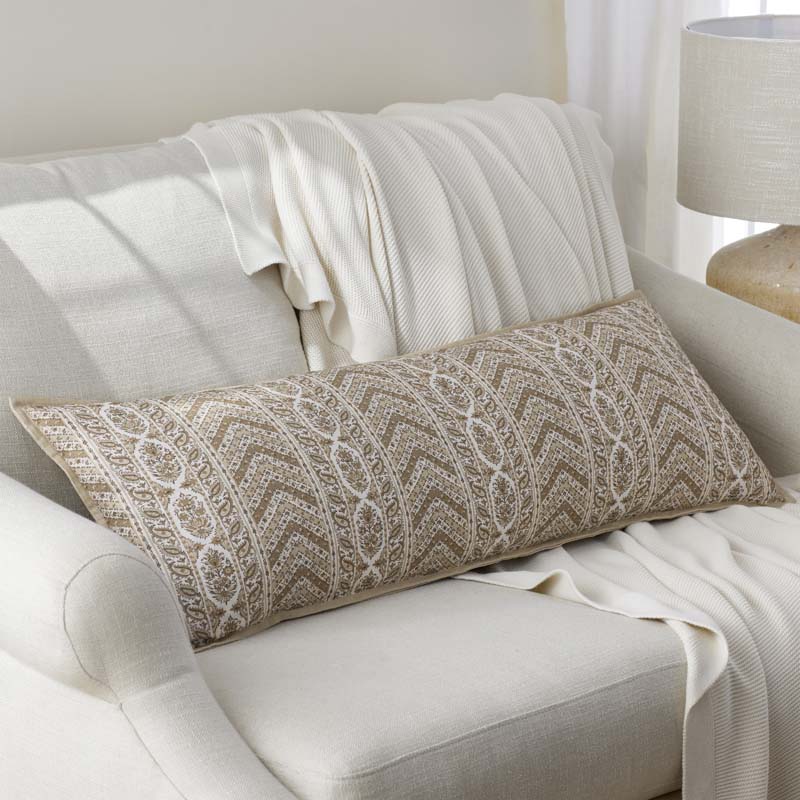 Kaveri Decorative Lumbar Pillow Cover - Beige Tan, 14 in. x 40 in.