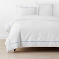 Embroidered Scallop Classic Cool Cotton Percale Duvet Cover - Blue, Full