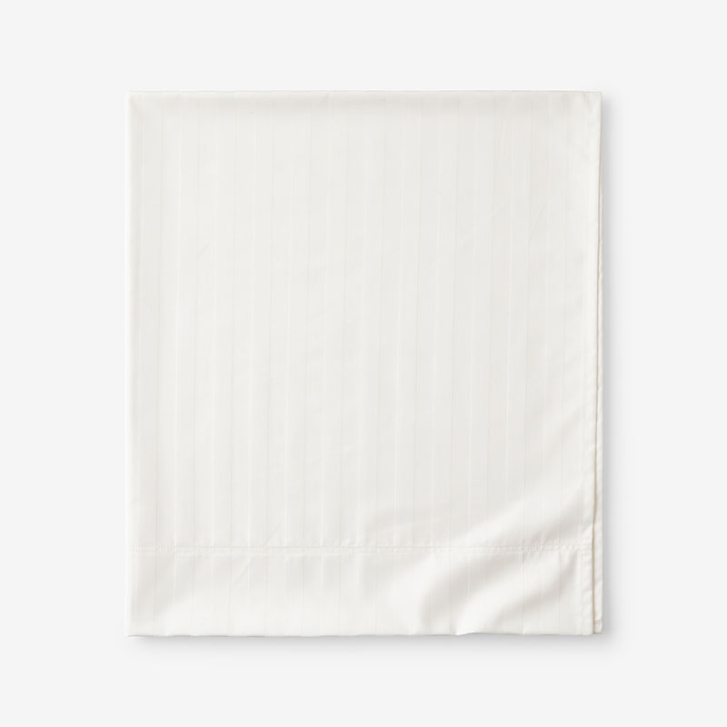 Dobby Stripe Classic Smooth Wrinkle-Free Sateen Flat Bed Sheet - Cream, Queen