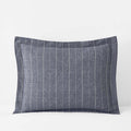Tailored Stripes Premium Breathable Washed Linen Cotton Reversible Sham - Wide Stripe Deep Navy, Standard