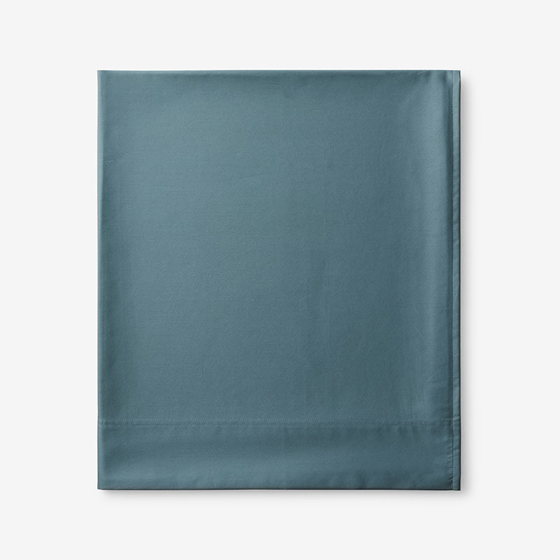 Premium Smooth Supima® Cotton Wrinkle-Free Sateen Flat Bed Sheet - Ocean Blue, King/Cal. King