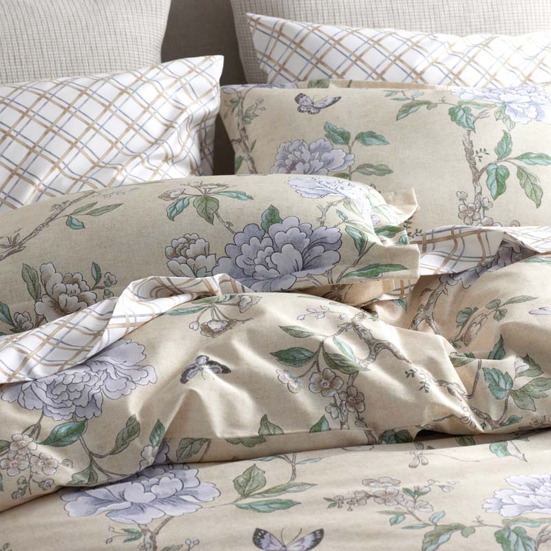 Peony Garden Premium Smooth Wrinkle-Free Sateen Sham - Beige Tan, Euro