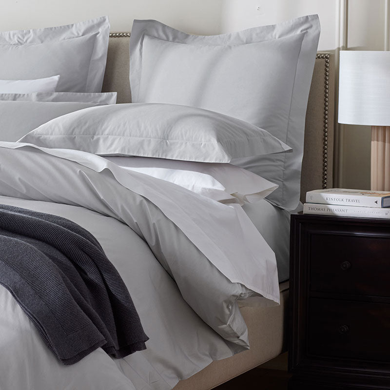 Premium Cool Supima® Cotton Percale Flat Bed Sheet - Pearl Gray, Full