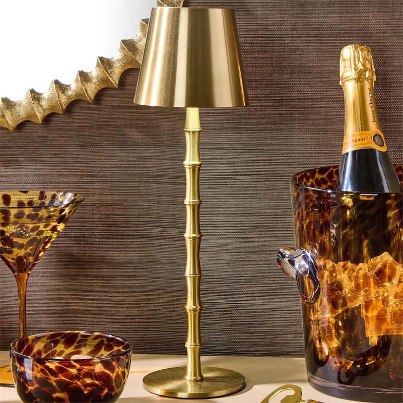 Bamboo Cordless LED Table Lamp - Gold