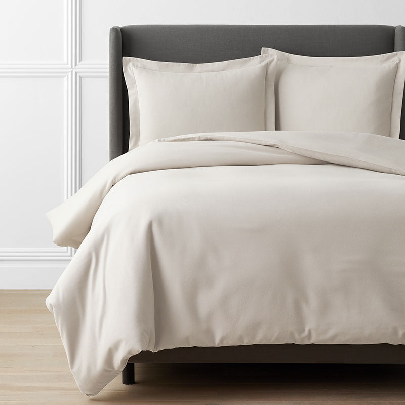 Classic Ultra-Cozy Cotton Velvet Flannel Solid Duvet Cover - Oatmeal, Twin/Twin XL