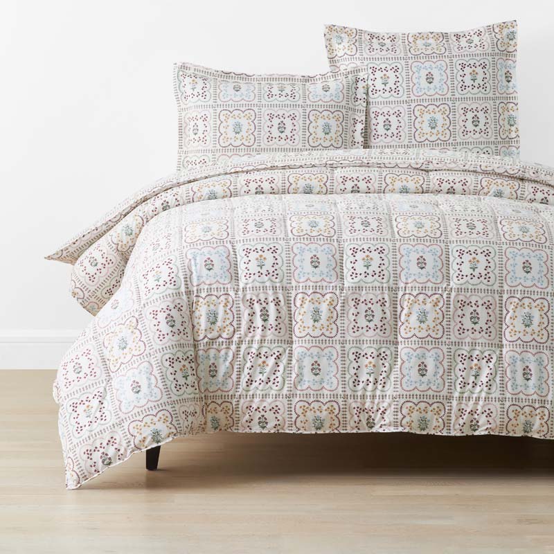 Lottie Classic Cool Cotton Percale Comforter - Ivory Multi, King/Cal. King