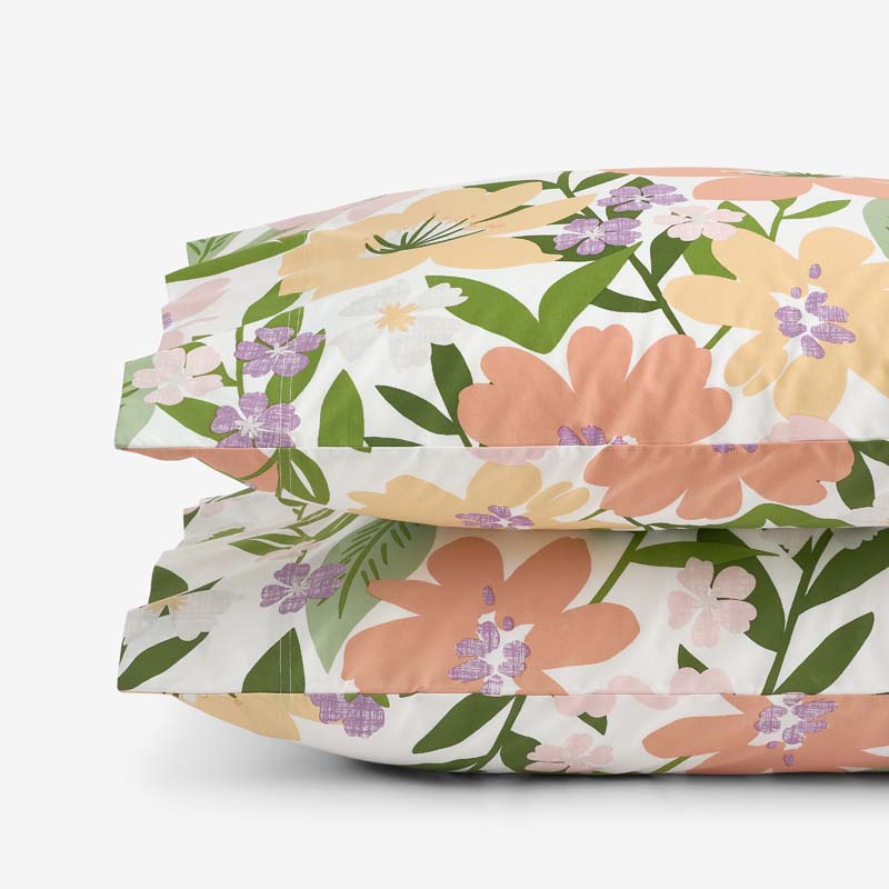 Whimsy Garden Classic Cool Cotton Percale Pillowcase Set - Multi, Standard