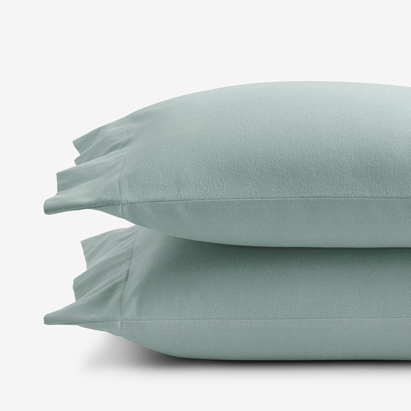 Classic Ultra-Cozy Cotton Velvet Flannel Pillowcase Set - Seafoam, Standard