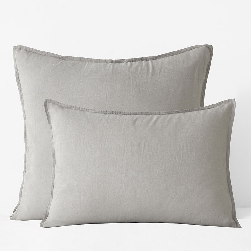 Premium Breathable Washed Linen Solid Sham - Light Gray, King