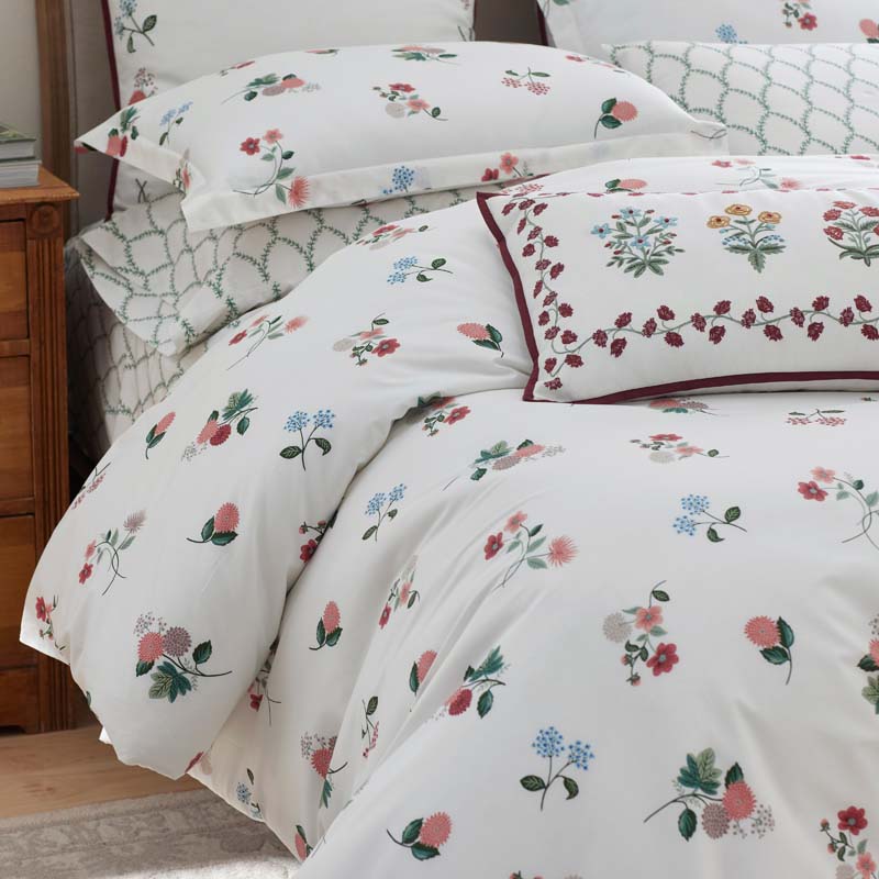 Ditsy Dahlia Classic Cool Cotton Percale Flat Bed Sheet - Cream Multi, Twin/Twin XL