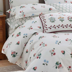 Ditsy Dahlia Classic Cool Cotton Percale Comforter - Cream Multi, King/Cal. King