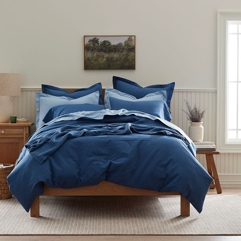 Classic Ultra-Cozy Cotton Velvet Flannel Fitted Bed Sheet - Slate Blue, Full