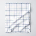 Tailored Stripes and Plaids Classic Cool Cotton Percale Flat Bed Sheet - Block Plaid Navy, Full